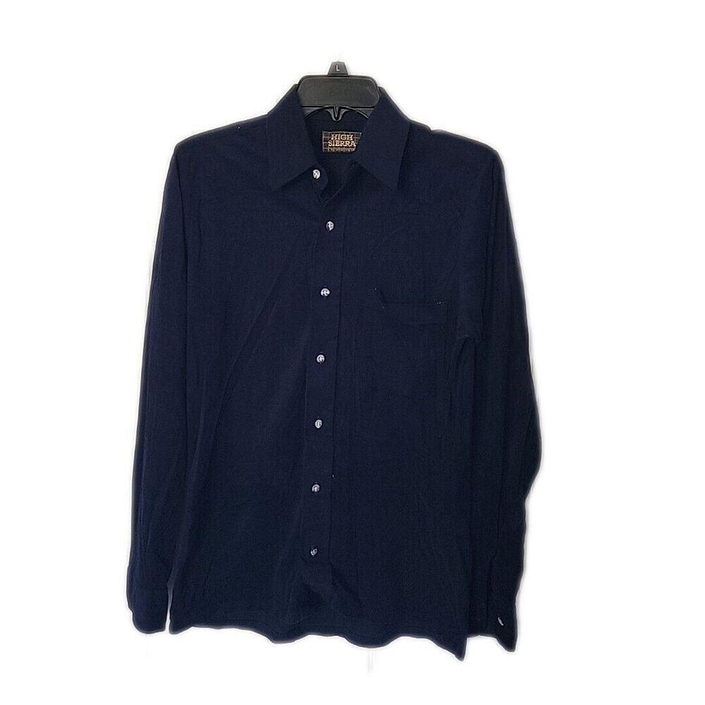 High Sierra by Mervyn's Western Wear Button Up Navy Shirt ~ Sz S ~ Long Sleeve